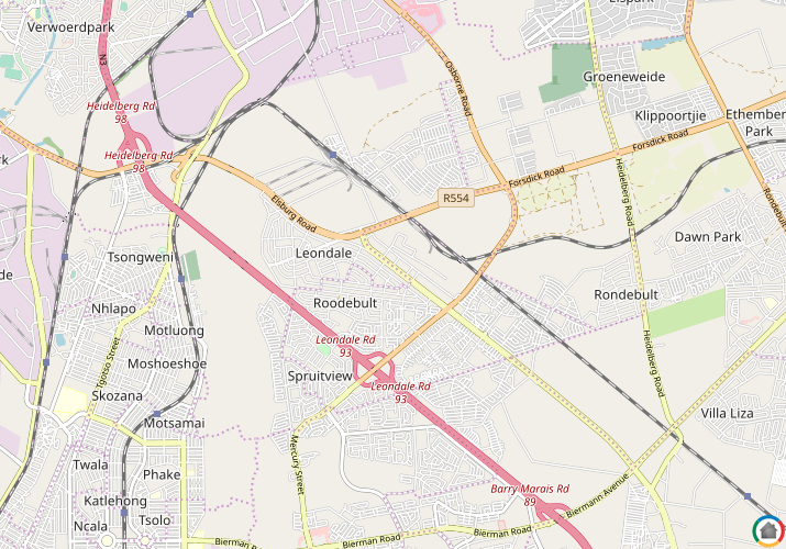 Map location of Roodekop